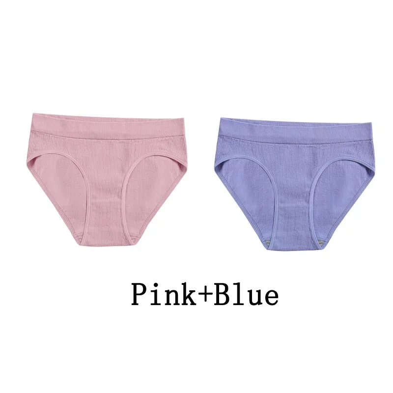 Billionm Women Seamless Cotton Panties Sexy Mid Waist Briefs Girls Solid Colors Ribbed Underpants Female Comfortable Intimates Lingerie