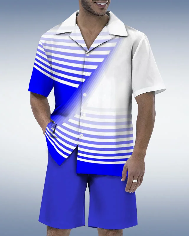 Suitmens Men's Phantom Stripe Color Contrast Shirt Set  0298