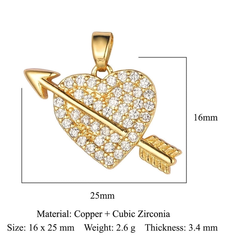 1 Piece Copper Zircon 18K Gold Plated Heart Shape Rose