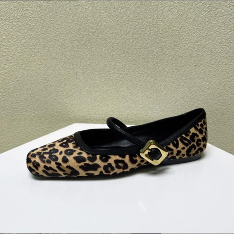 Tanguoant Tanguoant Women's Flat Shoes Round Toe Leopard Print Casual Shoes Ladies Breathable Slip-on Outdoor Soft Mary Jane Shoes