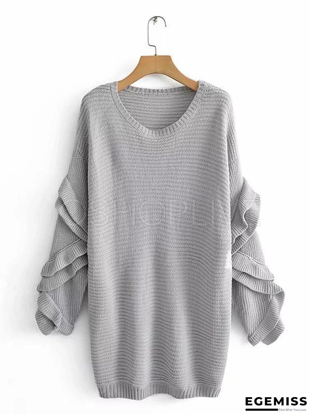 Loose Solid Falbala Knitting Sweater | EGEMISS