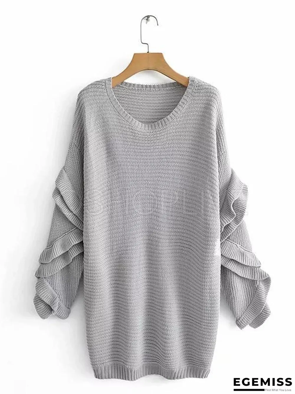 Loose Solid Falbala Knitting Sweater | EGEMISS
