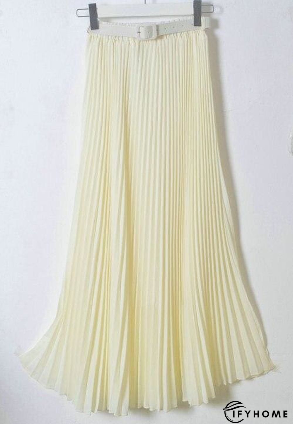 New Summer Women Ladies Elegant Long Skirt Retro Maxi Chiffon High Waist Solid Casual Pleated Beach Long Skirt Sundress | IFYHOME