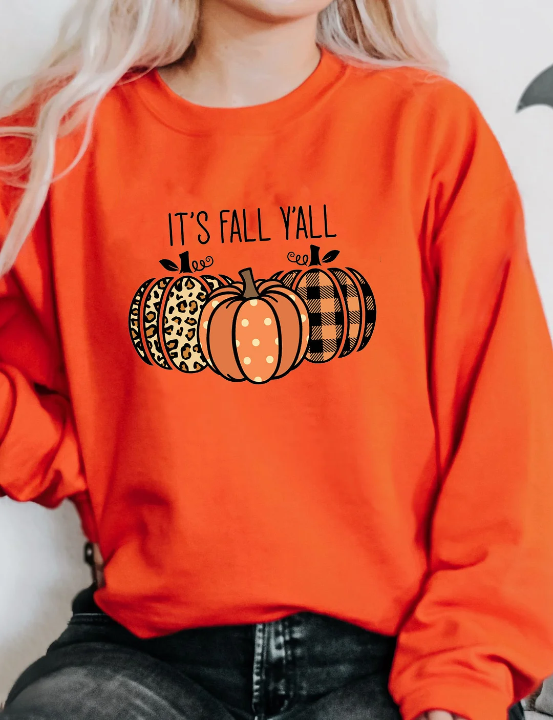 It's Fall Y'all Leopard Plaid Pumpkin Sweatshirt