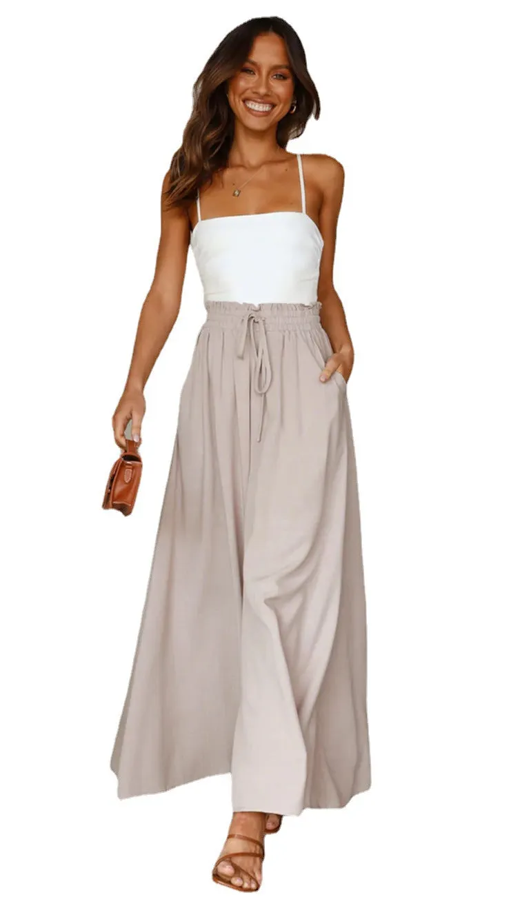 Brownm High Waist Wide Leg Loose Fashionable Women's Trousers
