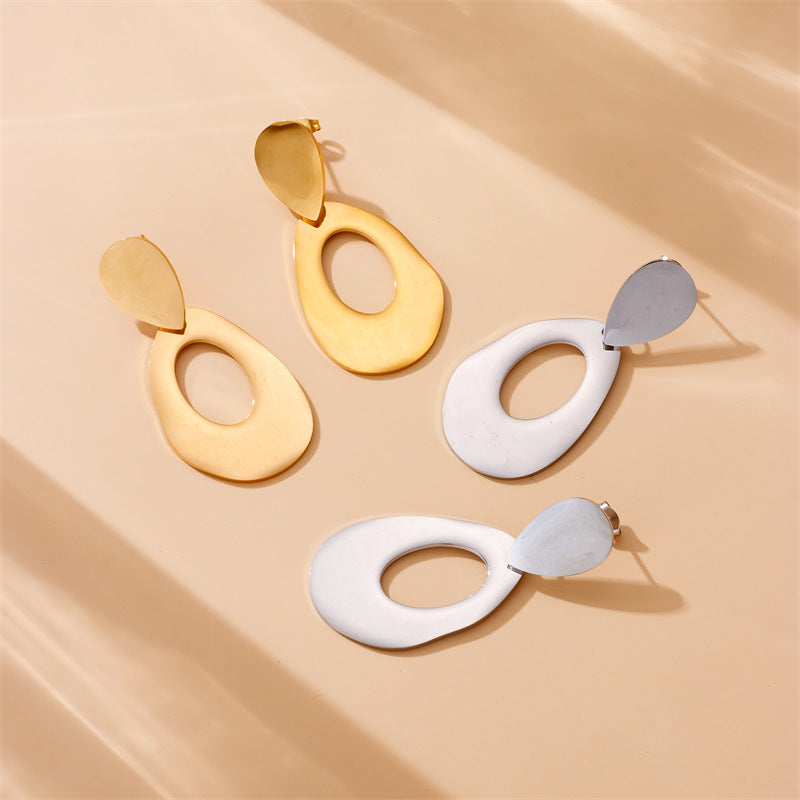 Fashion Ellipse Geometric Stainless Steel Electroplating Earrings
