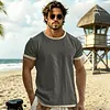 Men's Color Block Lightweight Linen Blend Crew Neck T-Shirt by Inlyline