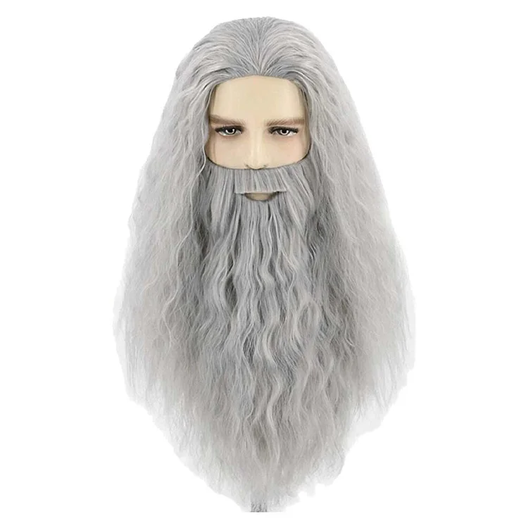 The Lord Of The Rings Gandalf / Harry Potter Dumbledore Gray Cosplay Wig Mustache Halloween Party Props