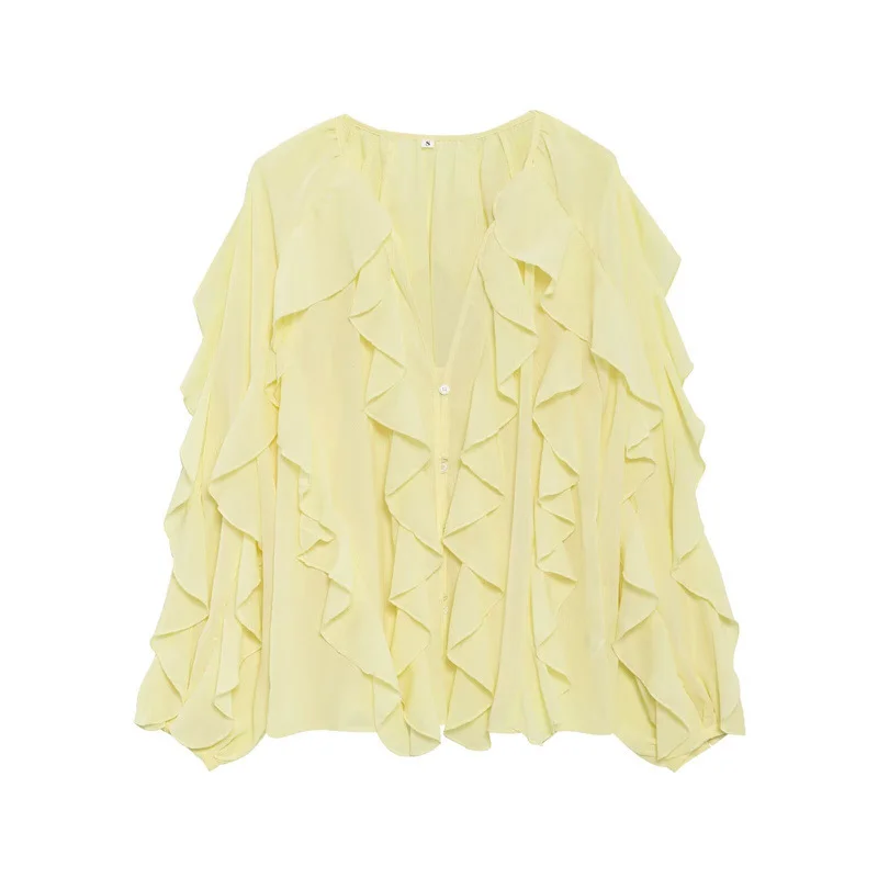 Nigikala Nigikala Spring 2025 New Long Fashion Loose Design Niche Laminated Shirt Top 4786063