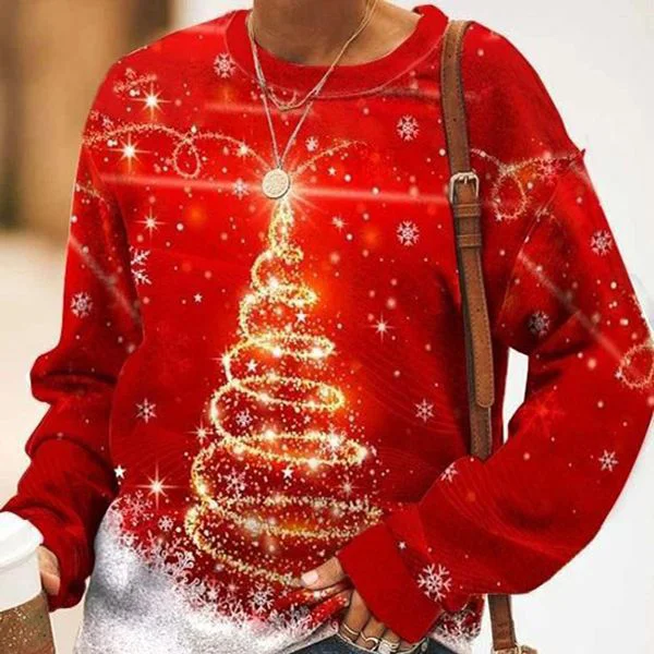 Christmas Snowflake Christmas Tree Graphic Sweatshirt