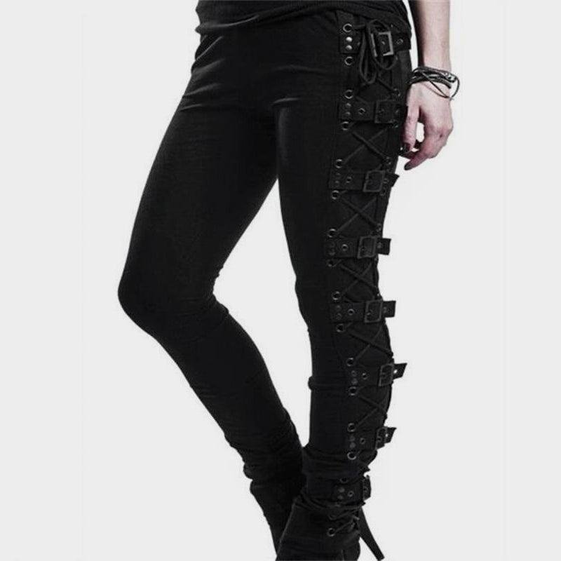 Lace Up Side Buckles Leggings Pants