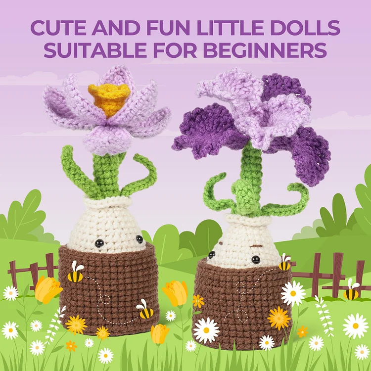 YarnSet - Crochet Kit For Beginners - Iris and Narcissus