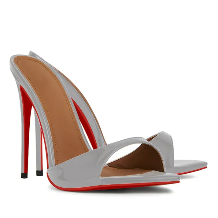 120mm Women's Sandals Pointed Toe Mules Heels Slip on Stilettos-vocosishoes