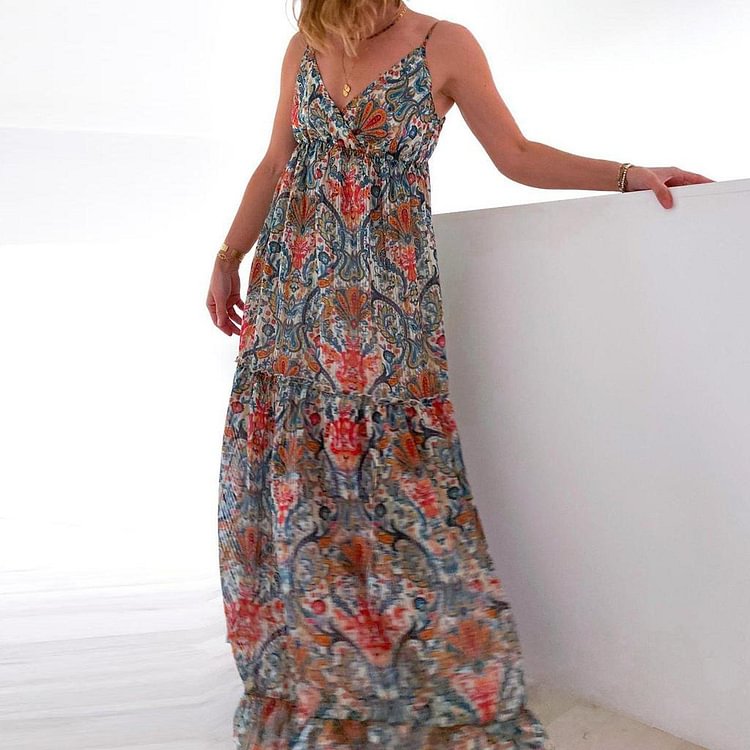 Glamorous Print Sleeveless Maxi Dress