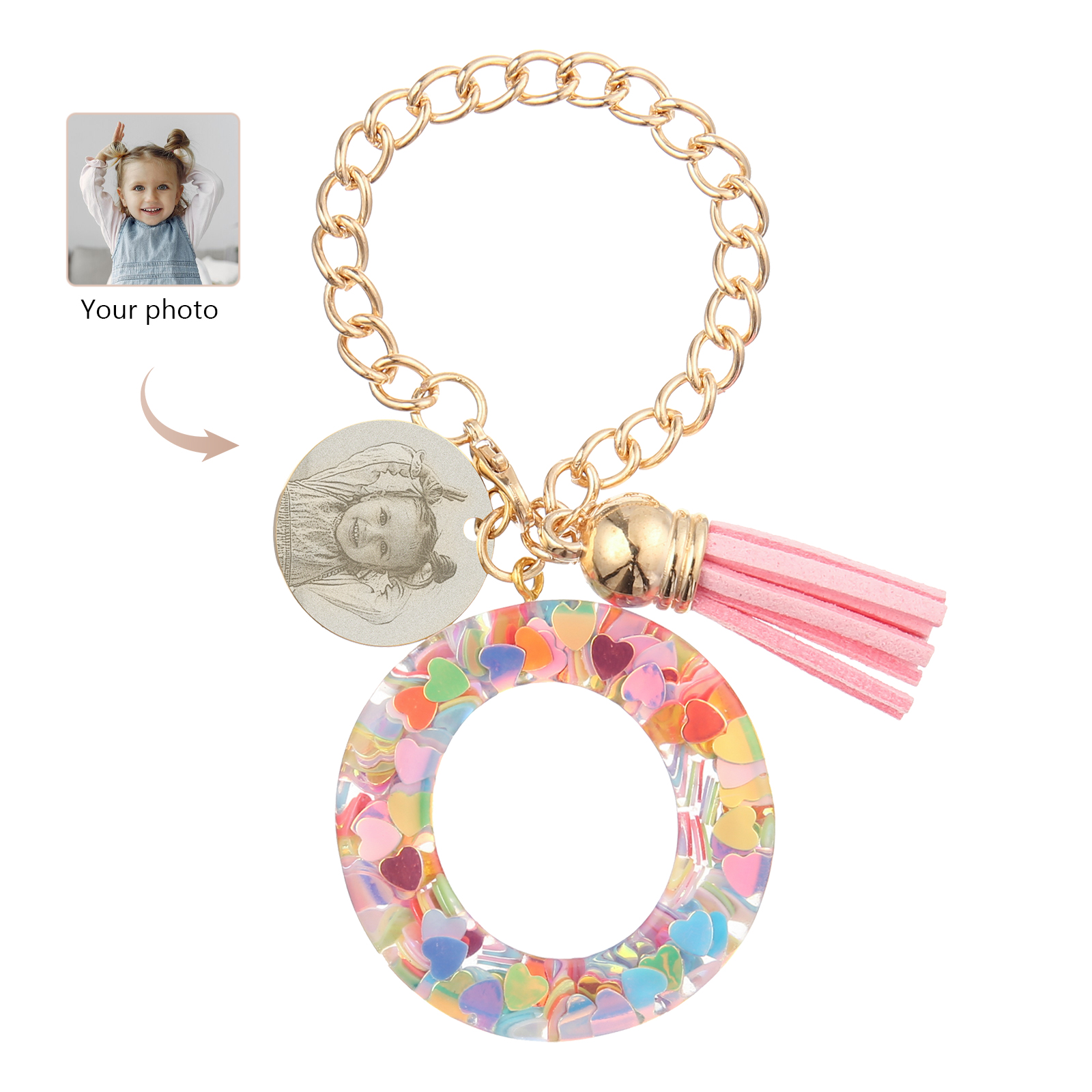 Personalised 26 Letters Pendant Custom 1 Photo Hanging Ornament Back-to-School Gift for Girls-Jessemade AU