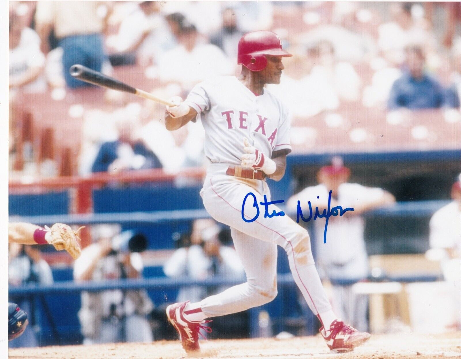 OTIS NIXON TEXAS RANGERS ACTION SIGNED 8x10