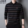 STRIPED LONG SLEEVE LAPEL POLO SHIRT