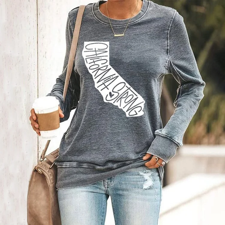 VChics Women's California Strong Pacific Palisades Printed Sweatshirt