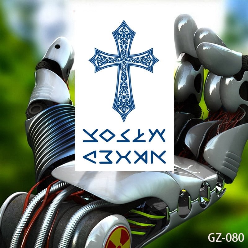 Temporary Waterproof Tattoos Stickers Christian Buddhism Taoism Pray Juice Ink Lasting Men Women Chest Body Arm Fake Tatoo DIY