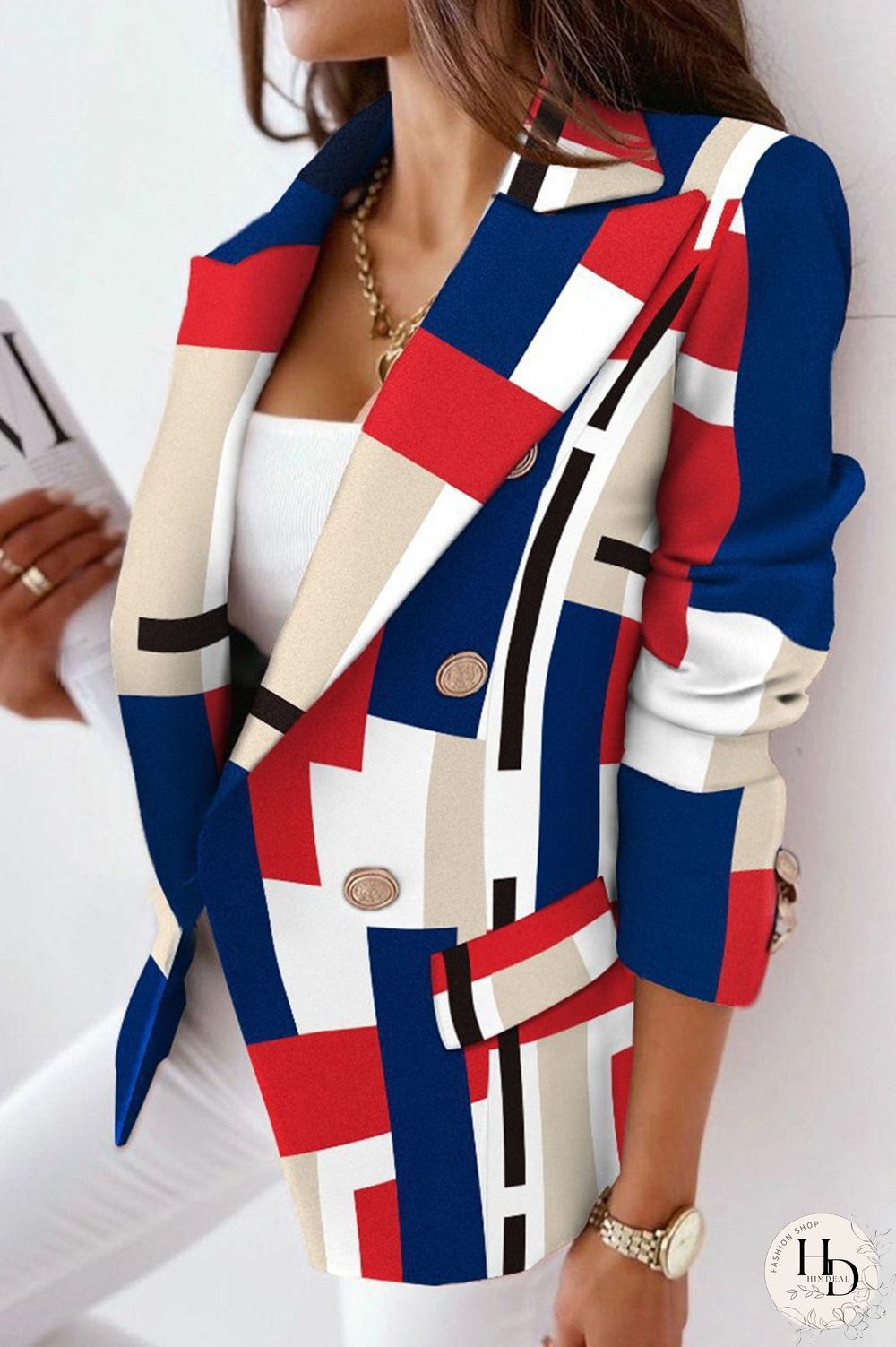 Black Yellow Fashion Casual Print Patchwork Slit Turn-back Collar Outerwear