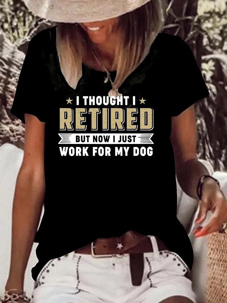 Retirement Dog Raw Hem Tee-Annaletters