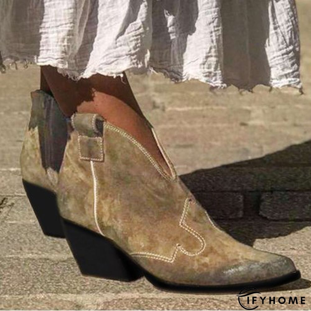 Bohemian mid-heeled pointed booties | IFYHOME