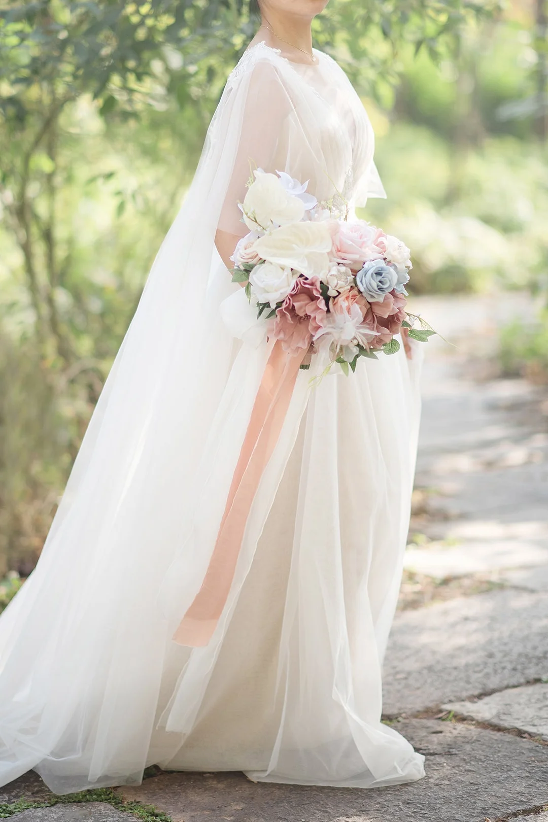 Standard Free-Form Bridal Bouquet in English Pastel