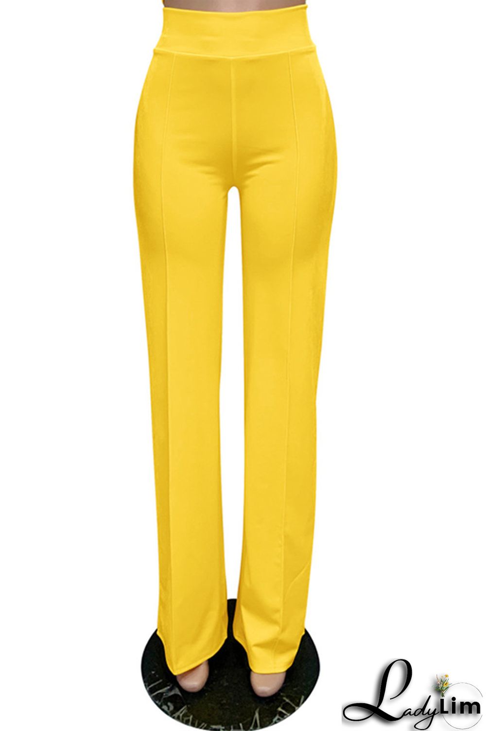 White Fashion Casual Solid Basic Regular High Waist Trousers