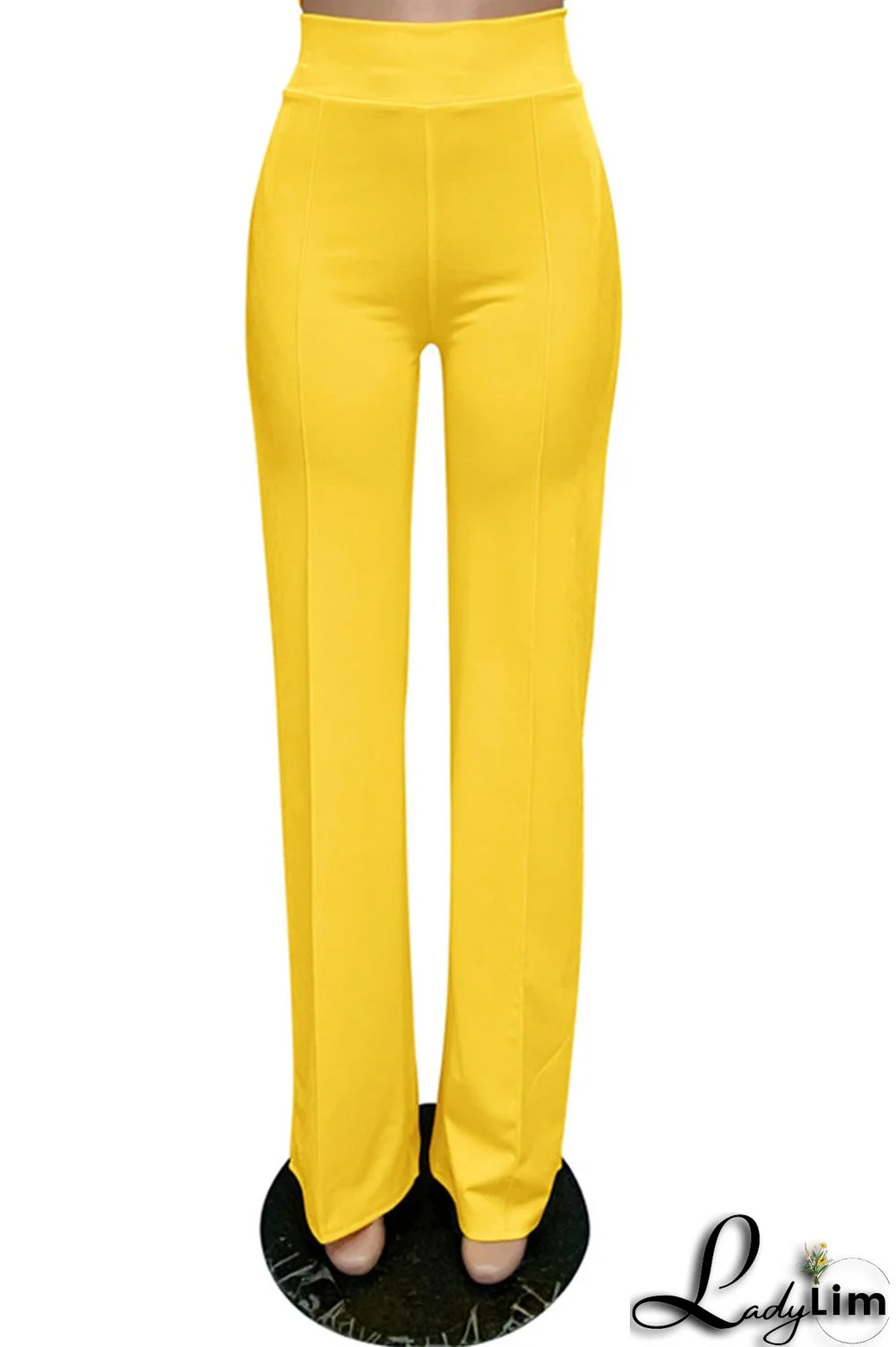 White Fashion Casual Solid Basic Regular High Waist Trousers