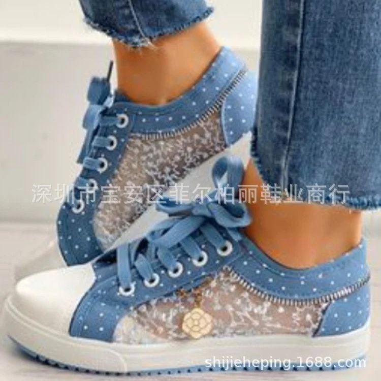 Summer Women Flat Shoes Leisure Sexy Mesh Hollow Female Canvas Shoes Fashion All-Match Comfortable Lace Up Lady Casual Shoes