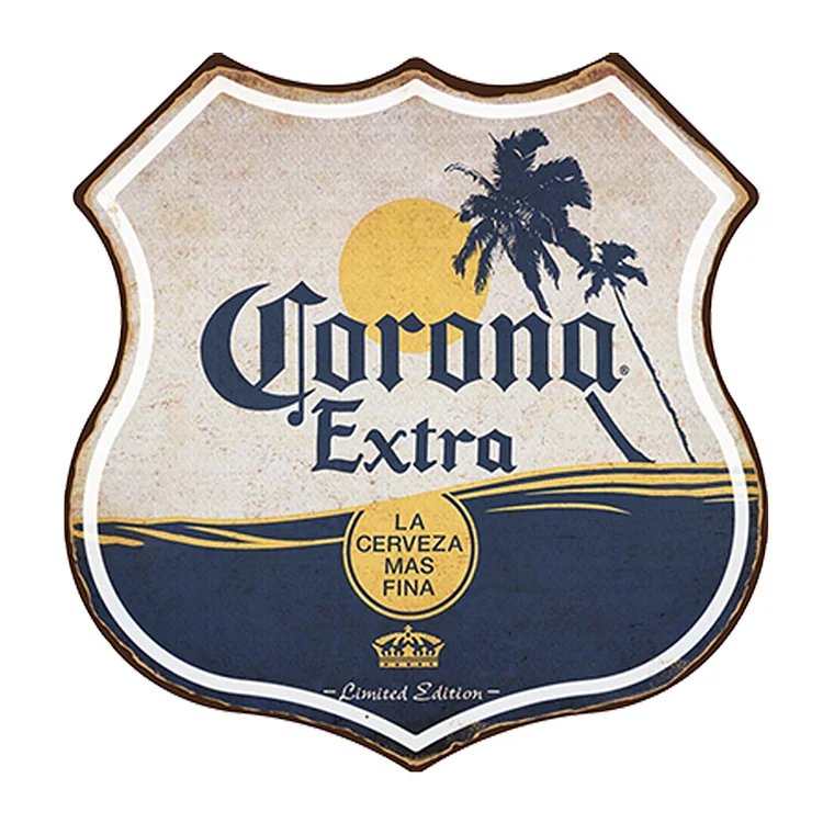 Corona - bouclier vintage enseigne en étain - 11.8x11.8inch