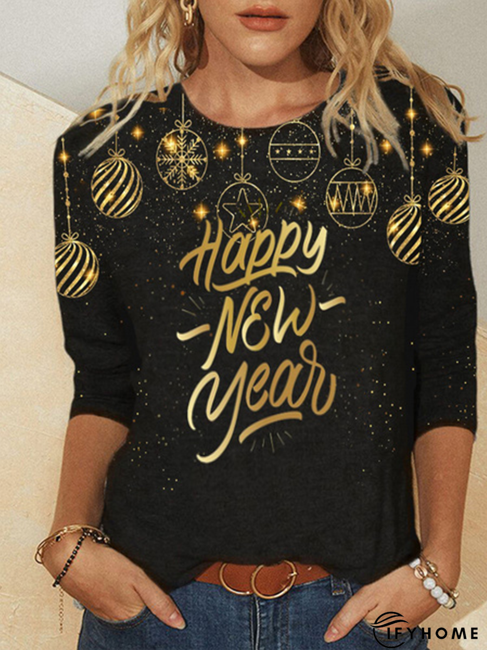 Happy New Year Casual Long Sleeve Top | IFYHOME