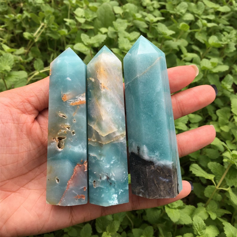 1PC Natural Amazonite ObeliskQuartz TowerCrystal Point image 1