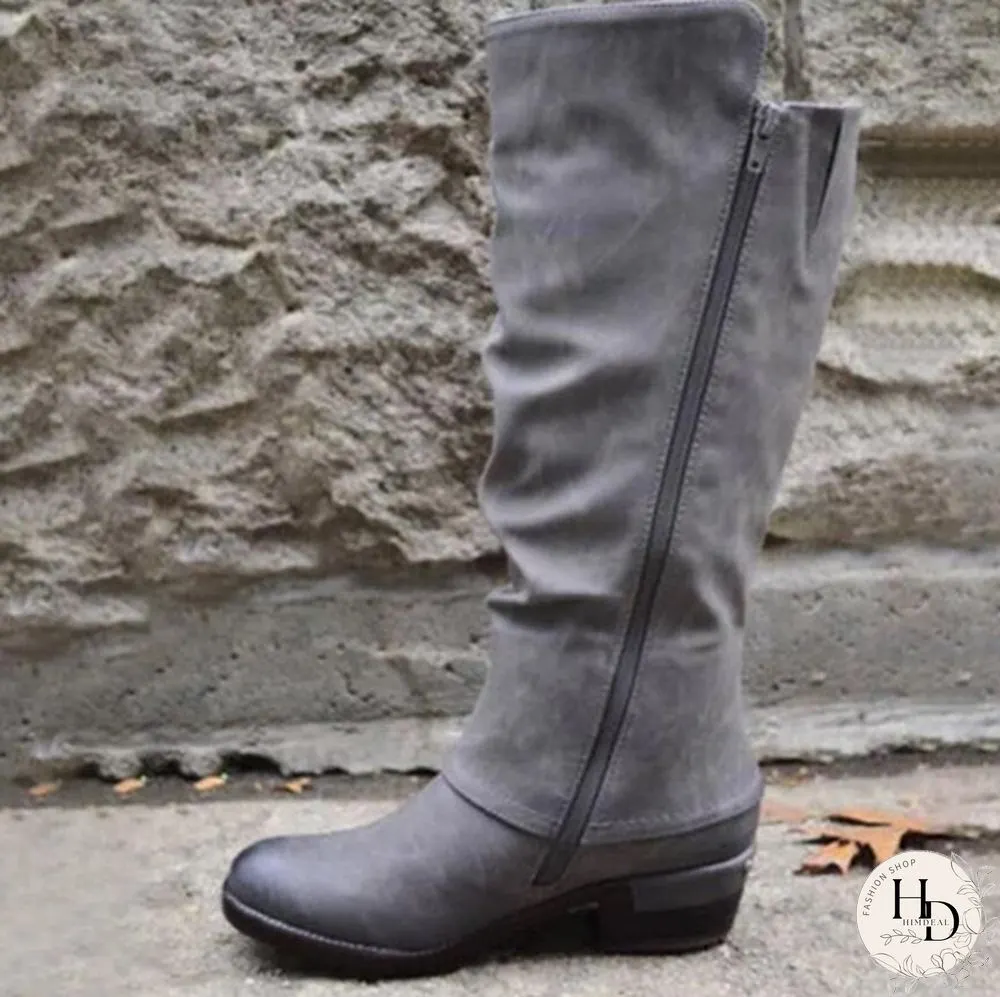 Winter Women's Fashion Causal Knee High Boots Ladies Leather Long Boots Plus Size 35-43