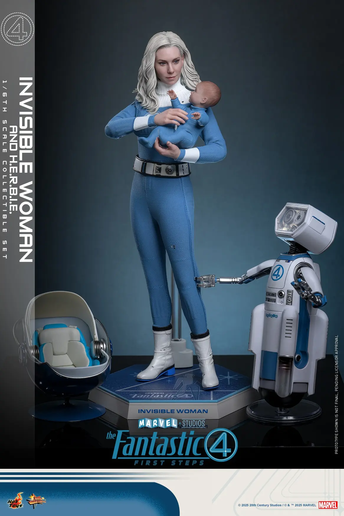 Hottoys - The Fantastic Four: First Steps Invisible Woman and H.E.R.B.I.E. 1/6th scale Collectible Figure Set MMS823 MMS824 (Licensed) Action Figure-