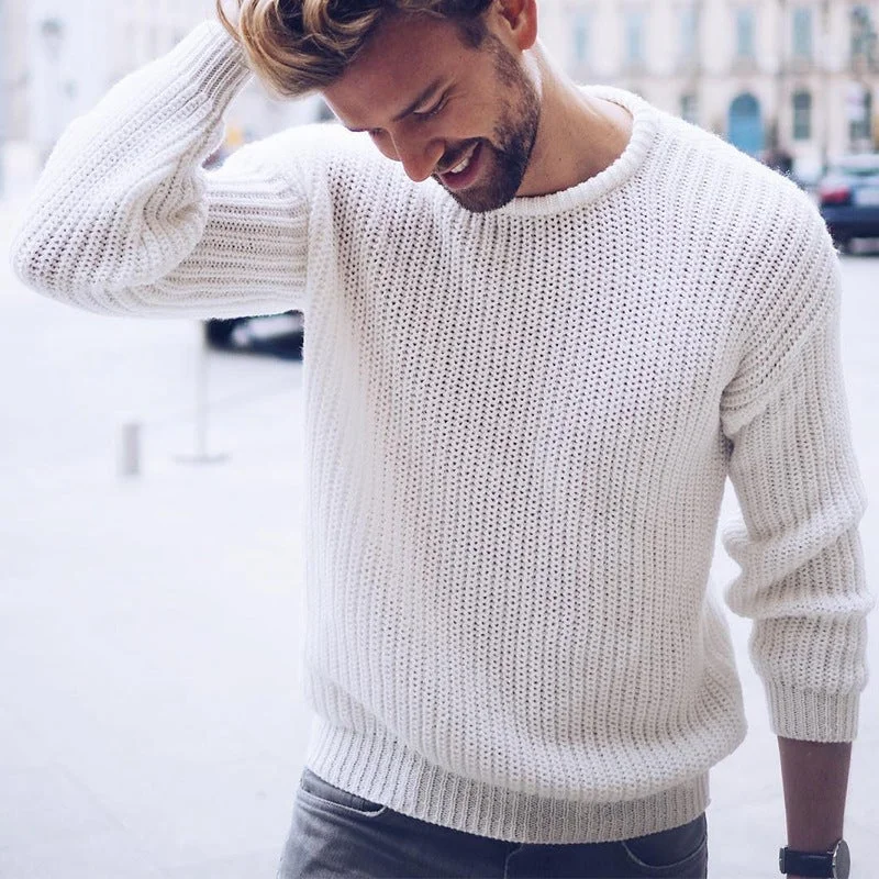 Casual Solid Color Sweater Knitted Men's Sweater
