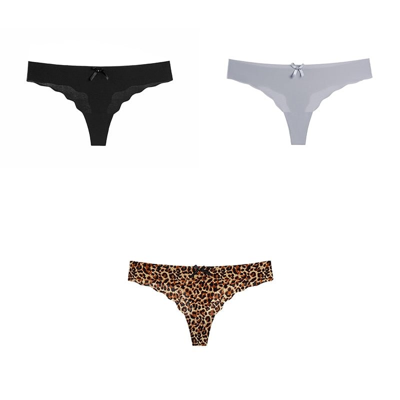3 Pcs Sexy Lingerie Woman Underwear Seamless Sports Panties Female Thong G-string Thongs For Woman Underwear Ice Silk BANNIROU