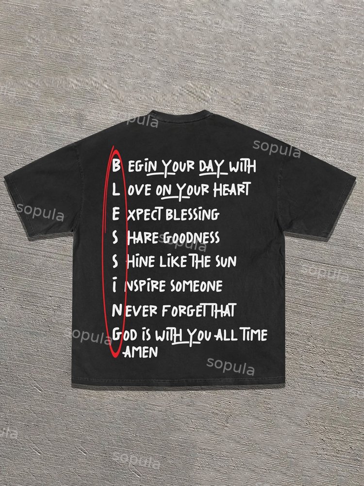 Bible Casual Street Retro Short-sleeved T-shirt - Sopula｜Premium Graphic Tees & Graphic Clothing