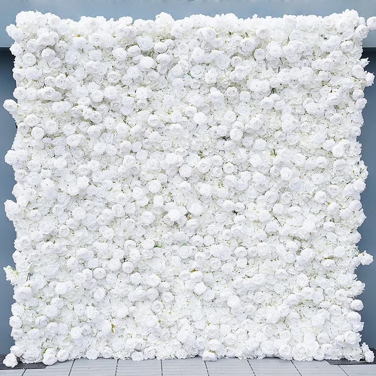 A7827 White Peony Rose Hydrangea 5D Rolling Up Curtain Flower Wall Arrangement