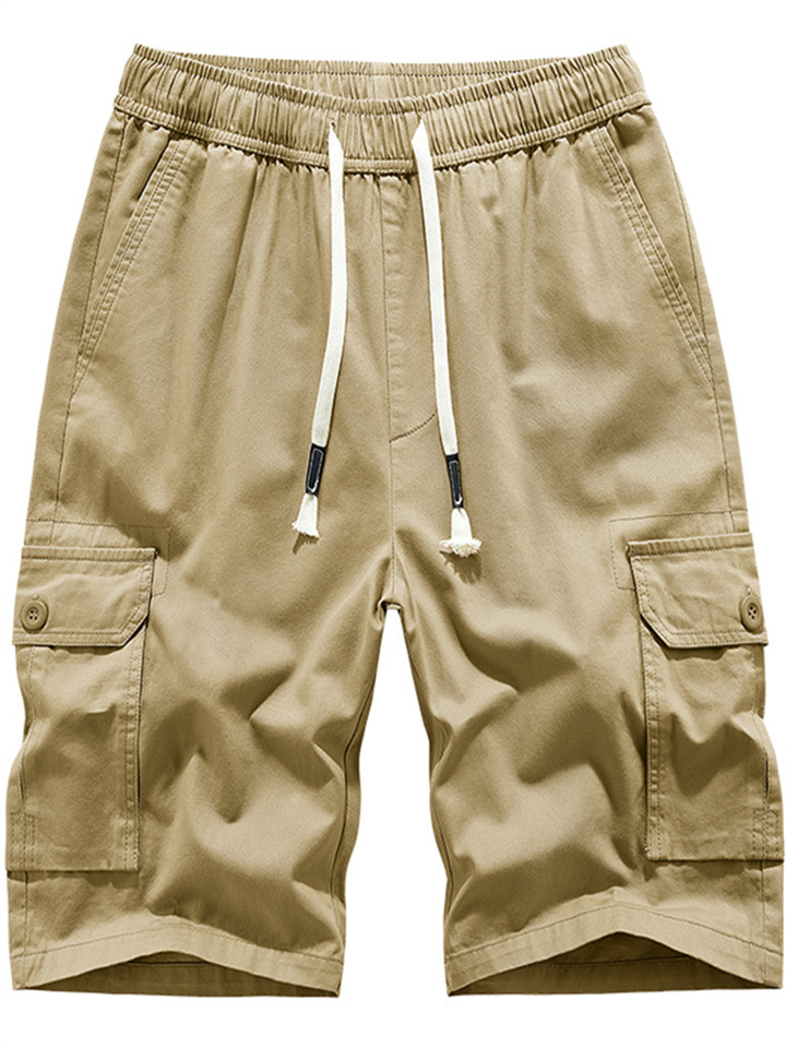 Summer Work Shorts Men's Large Size Cotton Casual Pants Sports Solid Color Five-minute Pants