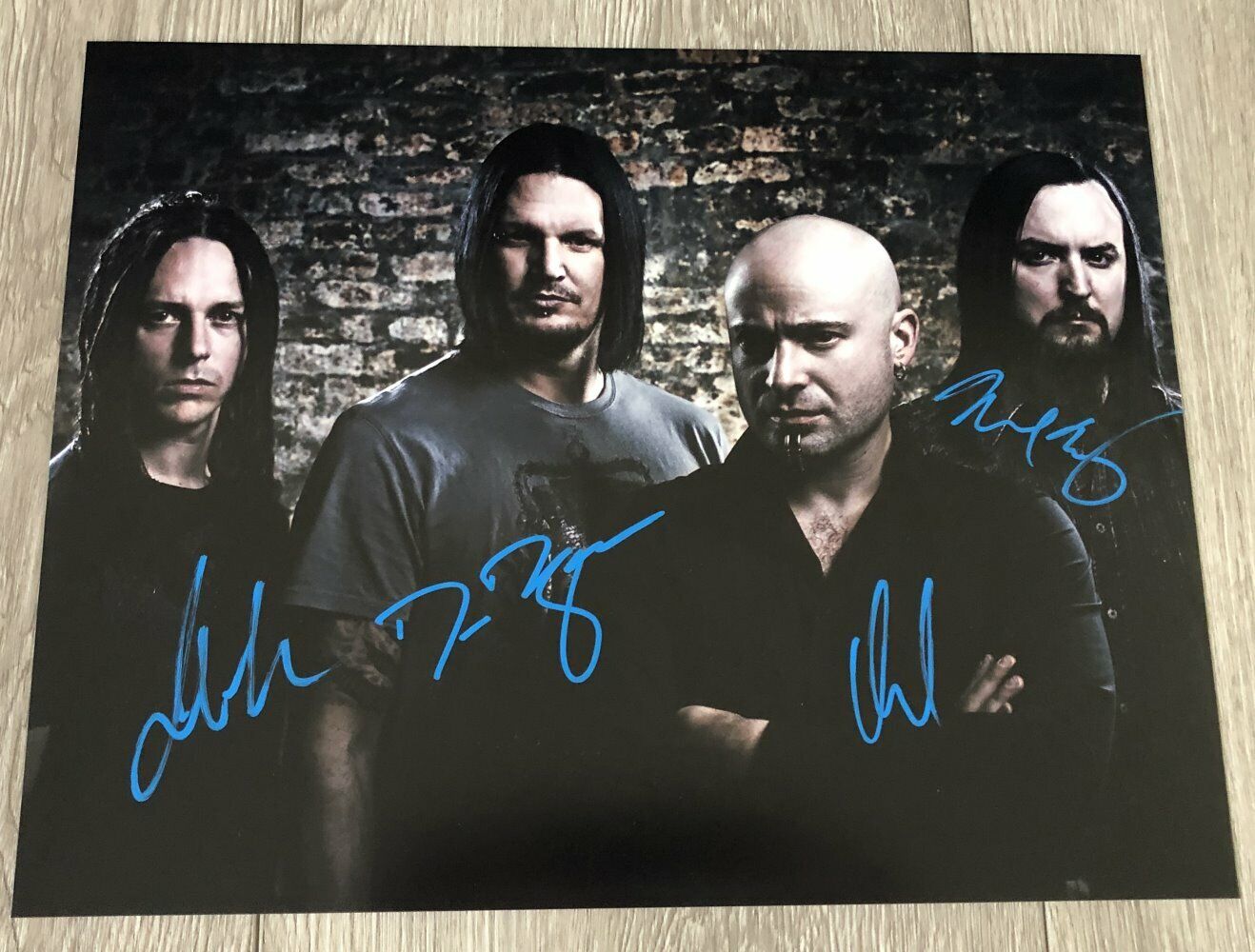 DISTURBED BAND SIGNED AUTOGRAPH 11X14 Photo Poster painting C DAVID DRAIMAN +3 w/EXACT PROOF