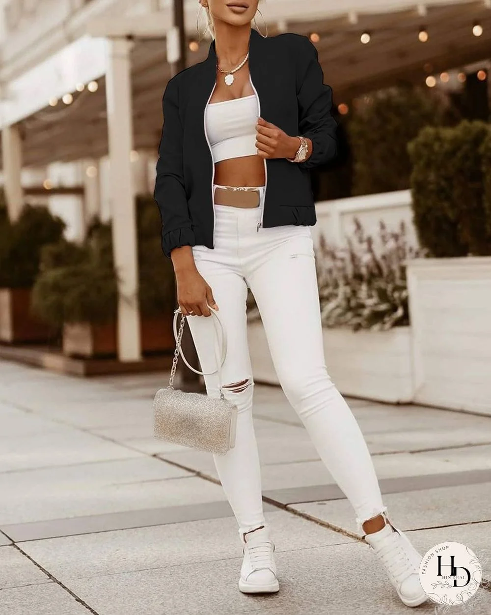 Long Sleeve Zip Front Casual Jacket