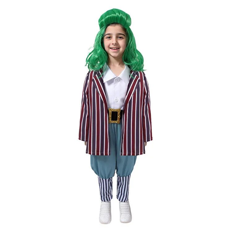 Kids Children Wonka (2023)&nbsp;Oompa Loompa&nbsp;Stripe Set&nbsp;Outfits&nbsp;Cosplay Costume