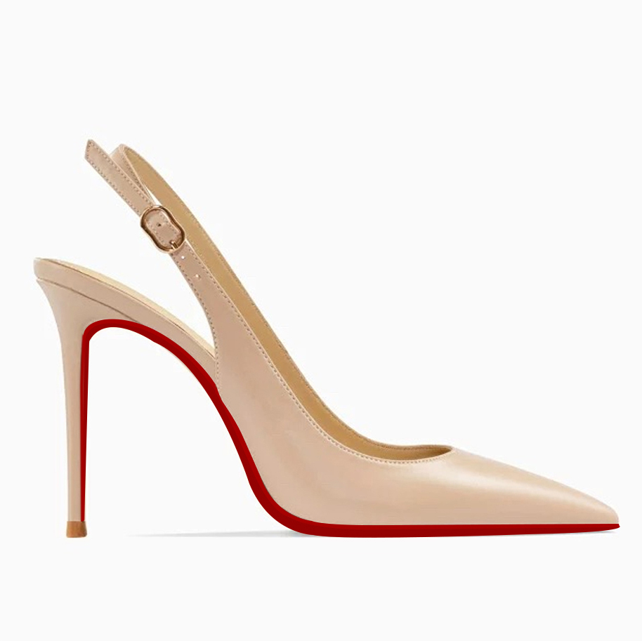 120mm/100mm Women's Sandals Pointed Toe Slingback Red Bottom Heels-MERUMOTE