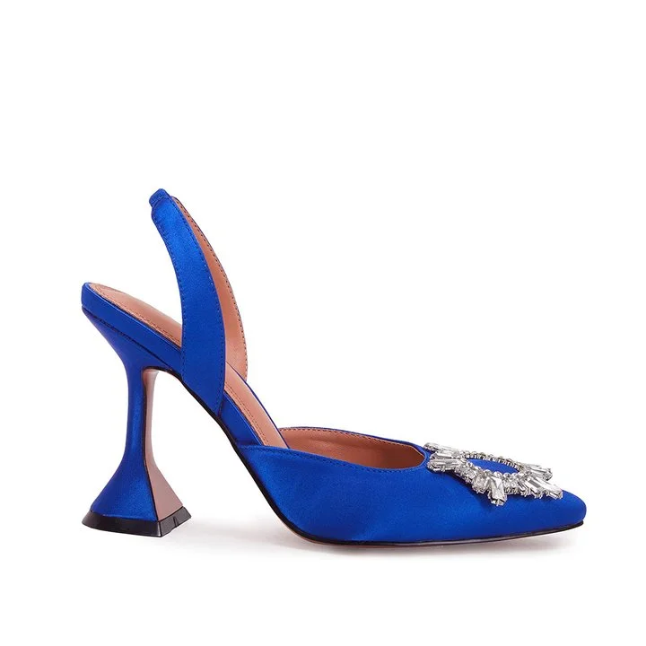 Women's 95mm High Heels Crystal Rhinestone Slingback Pumps Shoes For Wedding Party 