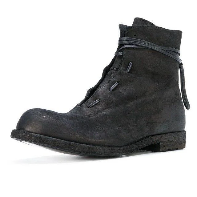Men Boots Winter Trend British Genuine Leather High Top Shoes Fashion Black Lace Up Work Safety Boots Men Casual Shoes