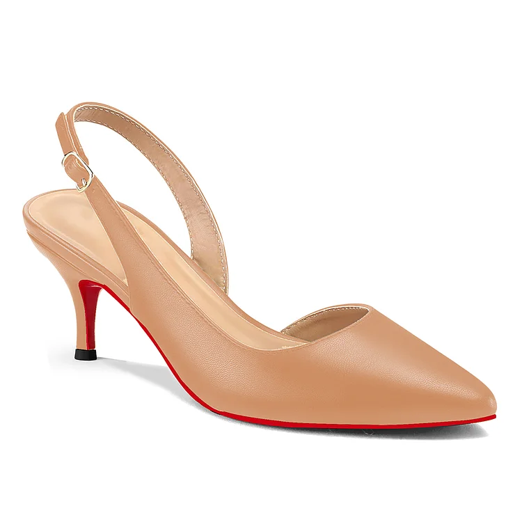 65mm/2.56 Inch Women's Pointed Toe Slingback Side Hollow Matte High Heels Red bottom High Heels Comfortable Dress Shoes VOCOSI VOCOSI
