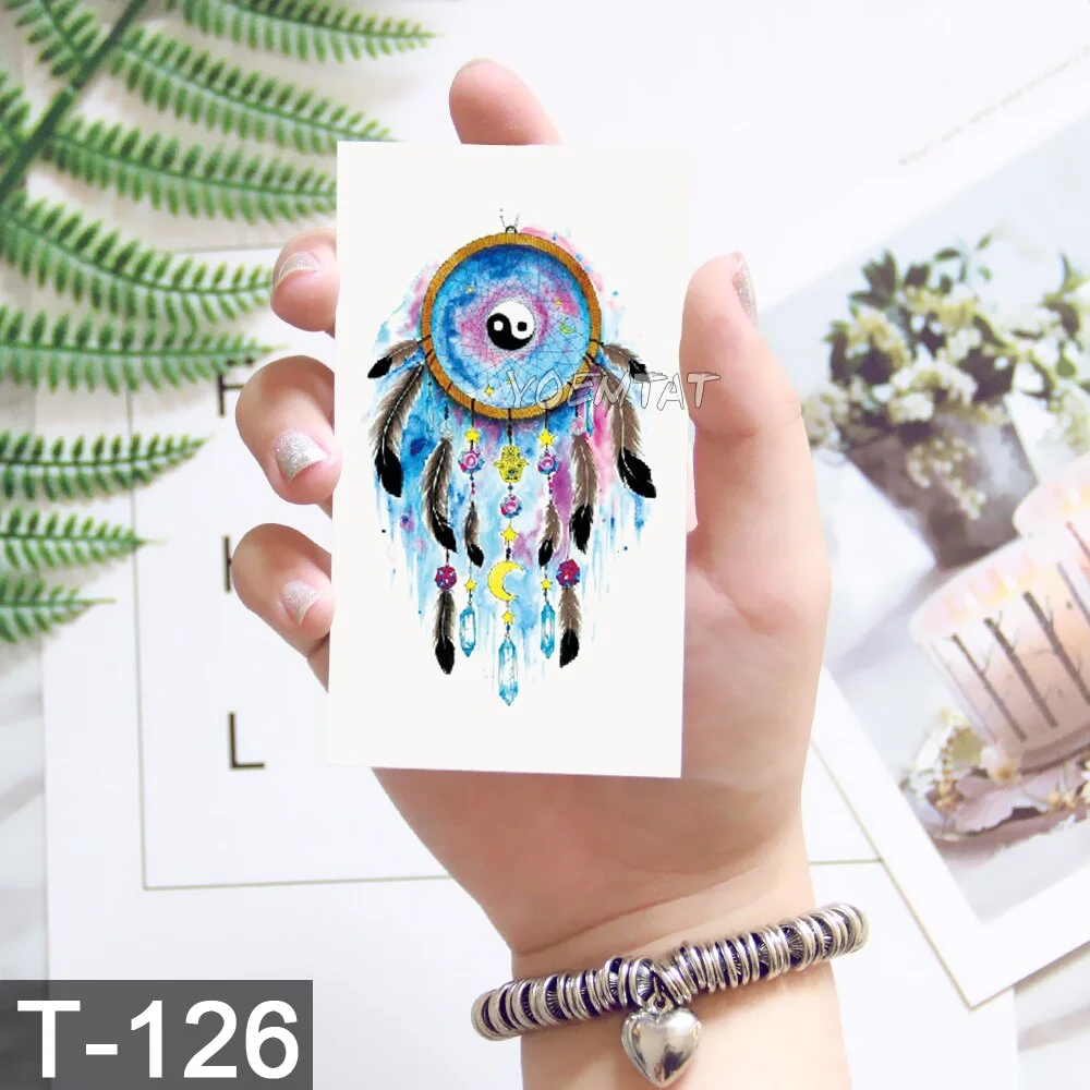 Sdrawing Temporary Tattoo Sticker Lotus Colorful Feather Leaves Butterfly Flash Tatoo Female 3D Body Art Child Fake Tatto Male