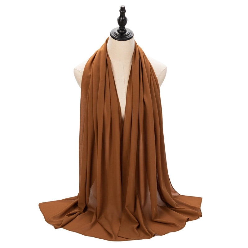 Hot Pearl Chiffon Yarn Muslim Women Hijab Silk Scarf Hui Turban Plain Long Scarf