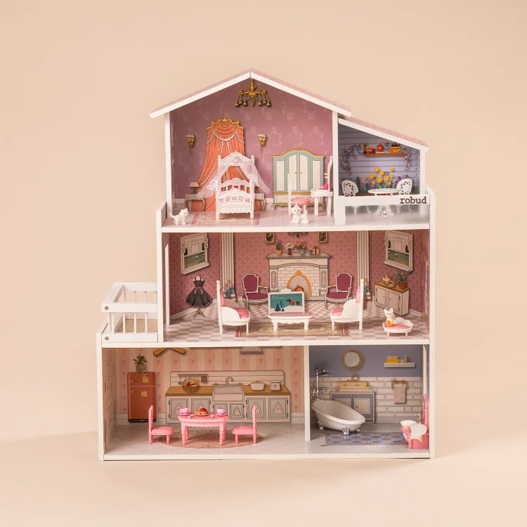 Robotime Wooden Dollhouse with Furniture & Light DIY Miniature House  Perfect Gift for Boys and Girls